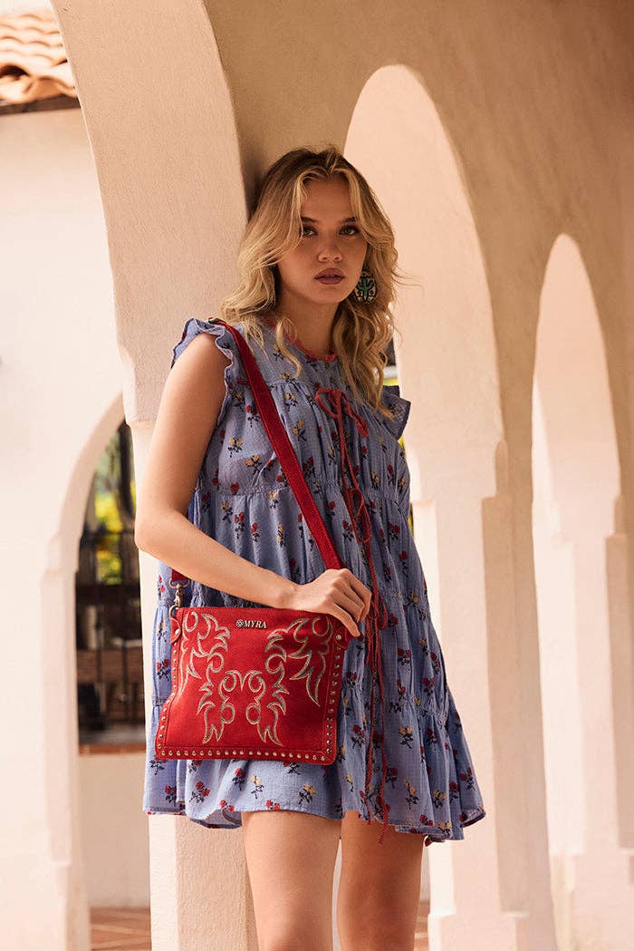 MYRA Rose Embroidered Leather Bag