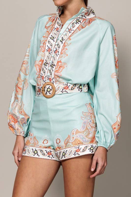 Paisley Boxy Shorts w/Belt