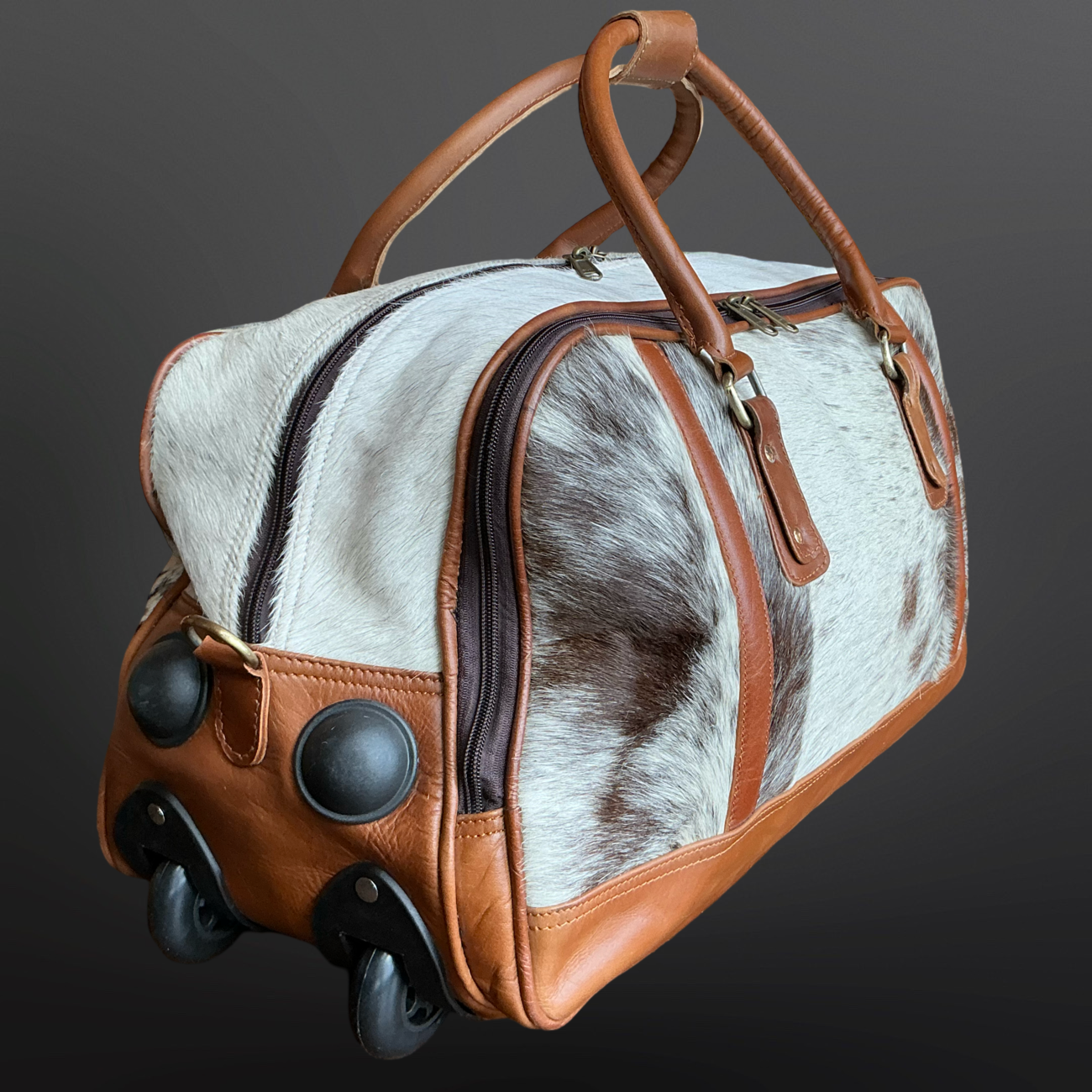 Western Cowhide Wheeled Duffel Bag Carry On