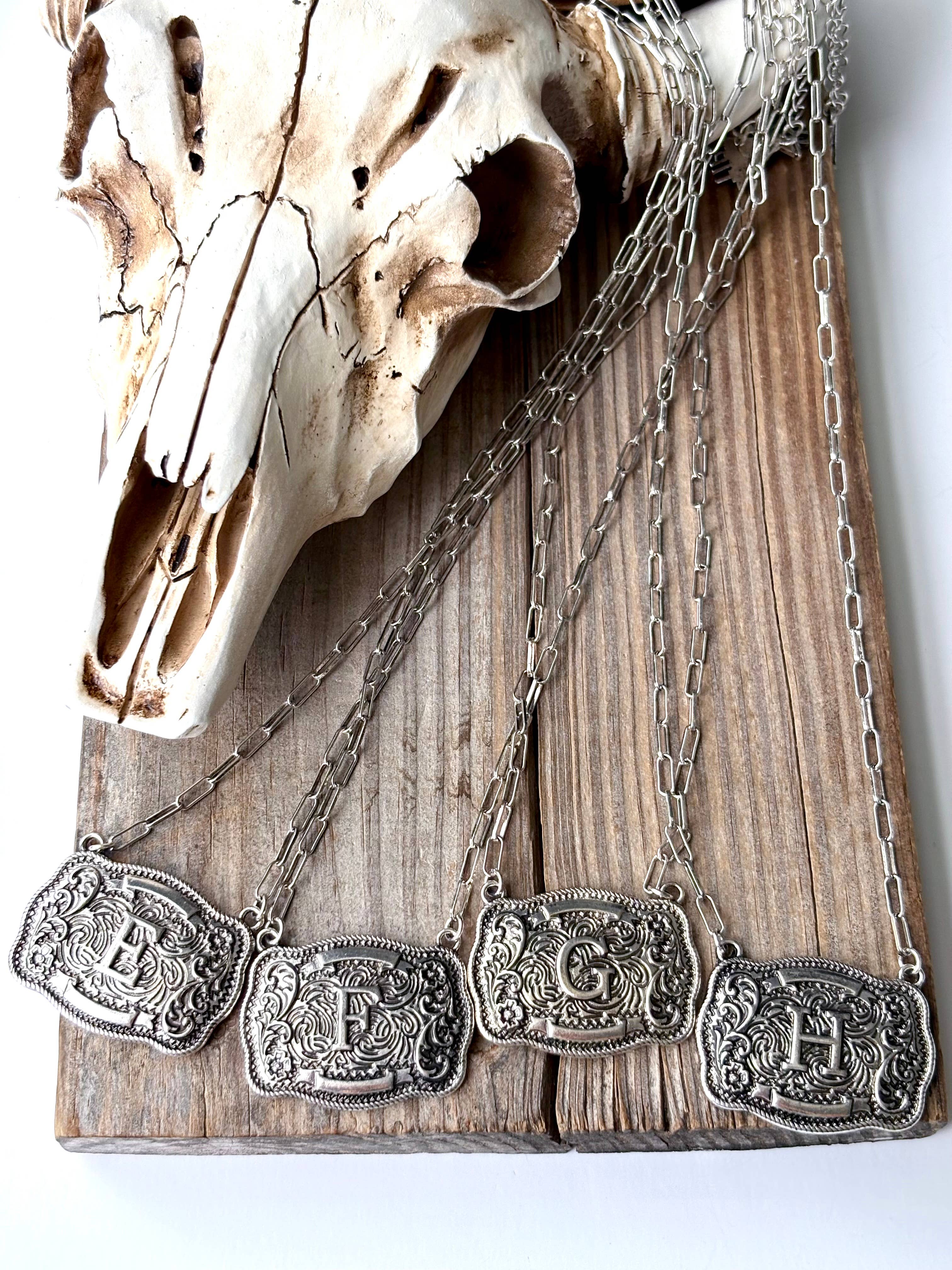 Western Initial Buckle Pendant Necklace