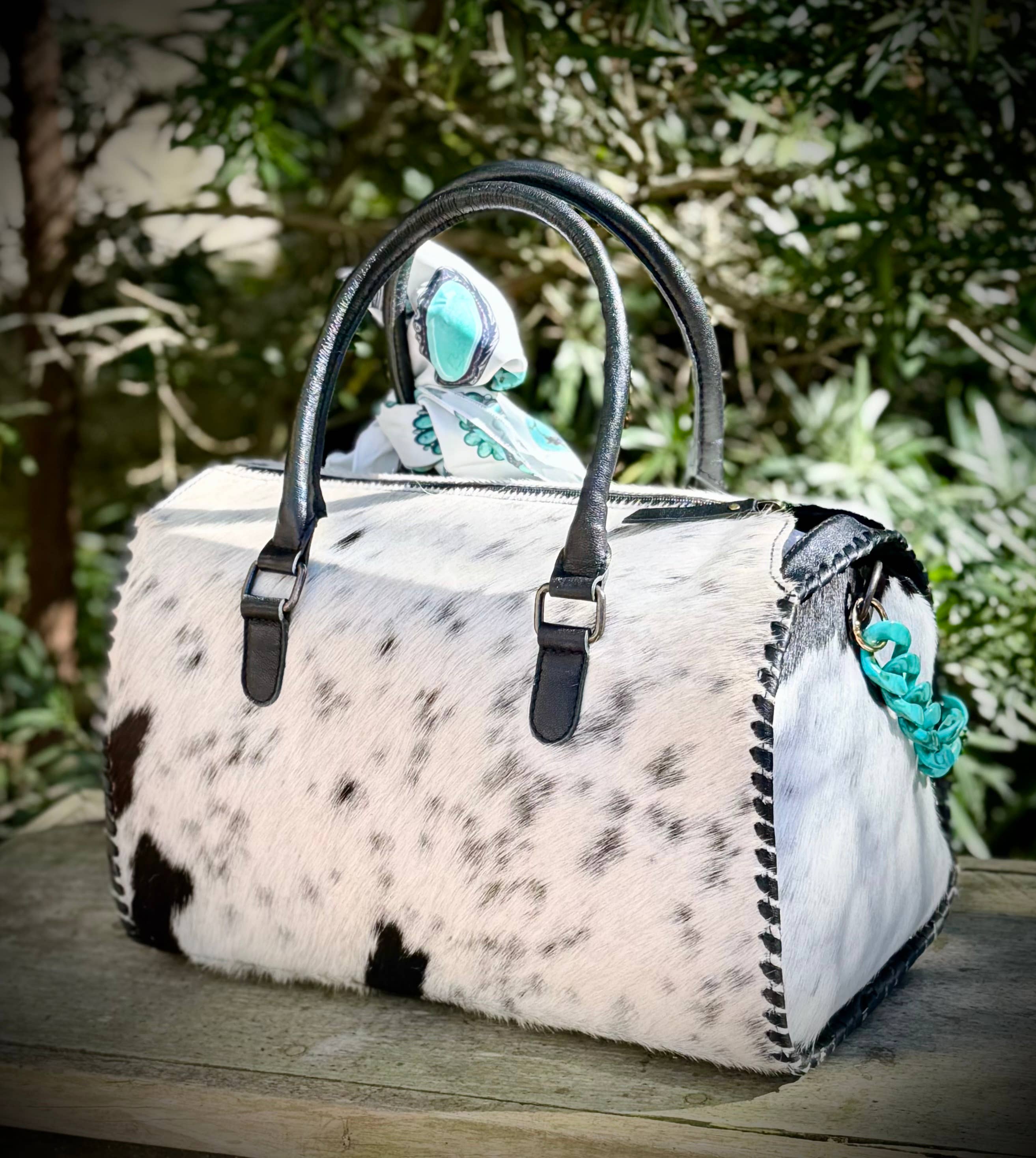 Upcycled LV Cowhide Leather Speedy Top Handle Bag