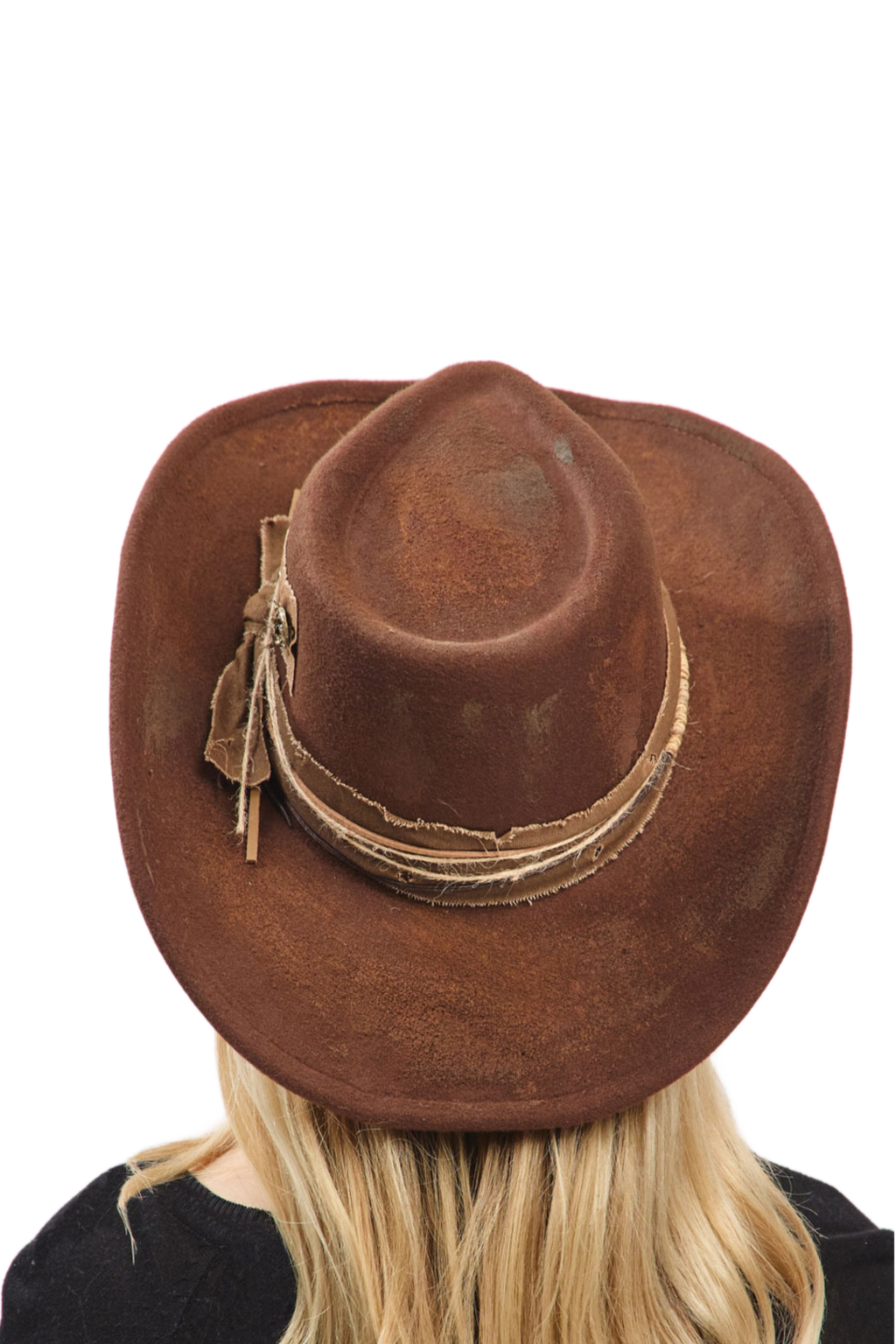Upcycled LV Brown Distressed Fedora Hat