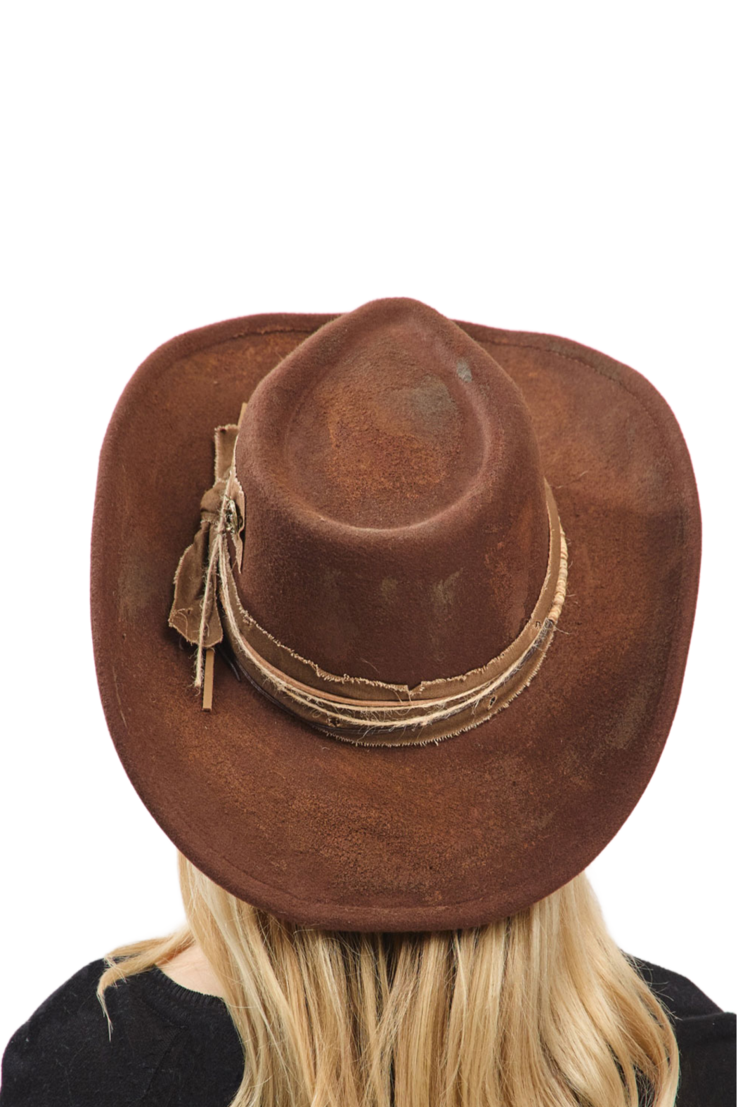 Upcycled LV Brown Distressed Fedora Hat