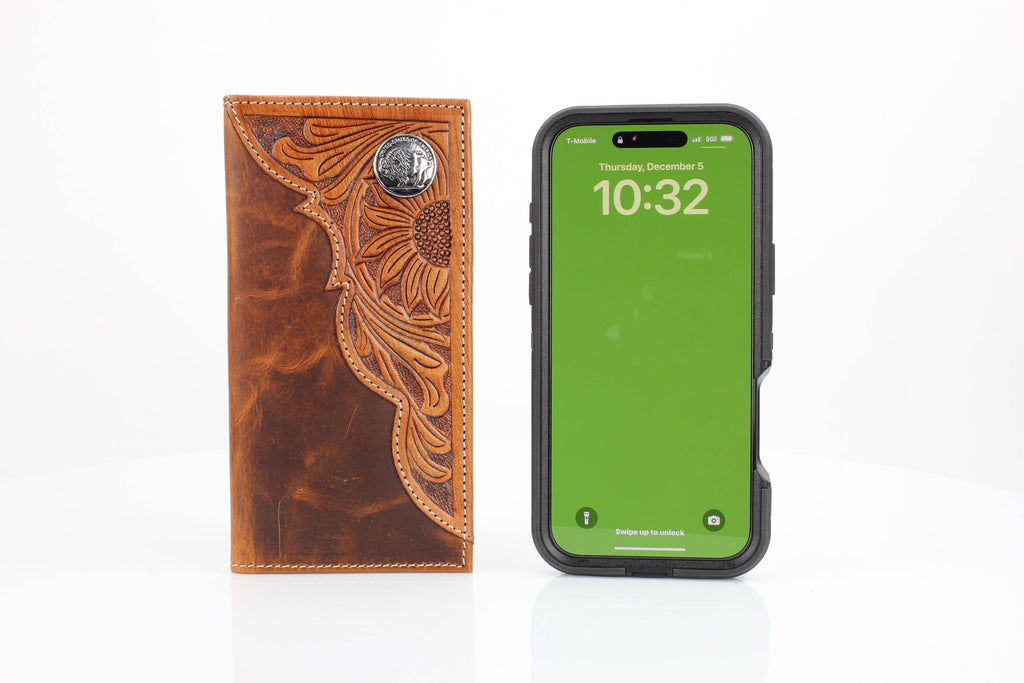 Oil Pull Up Tooled Side Buffalo Nickel Rodeo Wallet ABW027