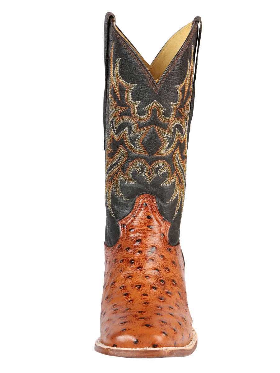 Imitation Ostrich Leather boots - Cognac