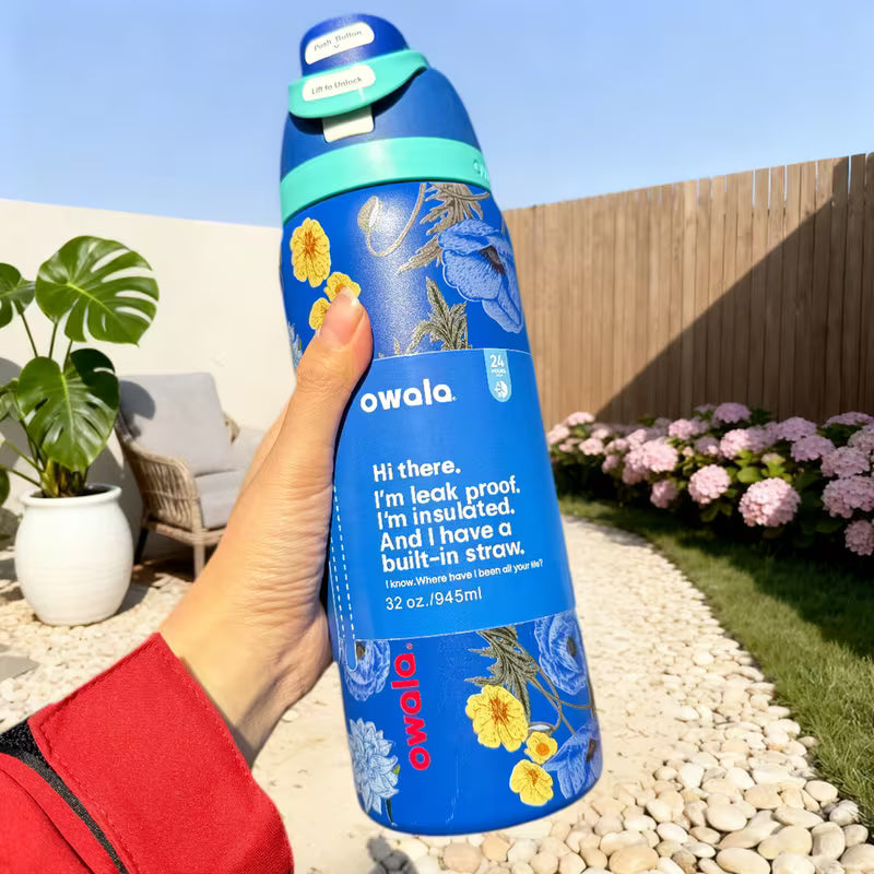 Owala 32oz Floral Blue