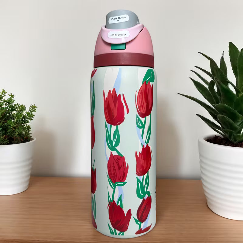 Owala 32oz Red Flowers