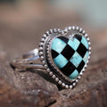 Turquoise Checkered Heart Ring