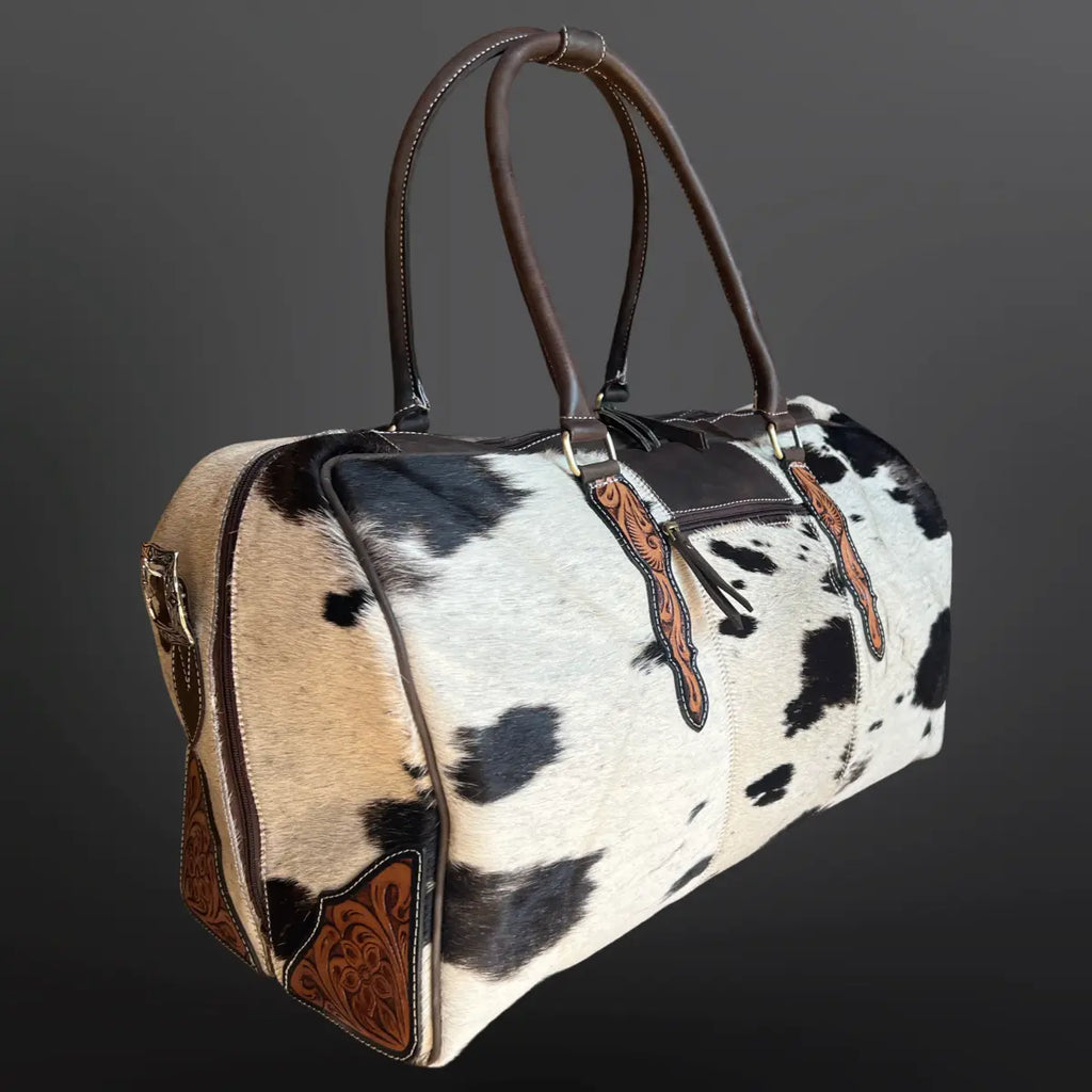 Duffle Bag - Cowhide and Tooled Leather