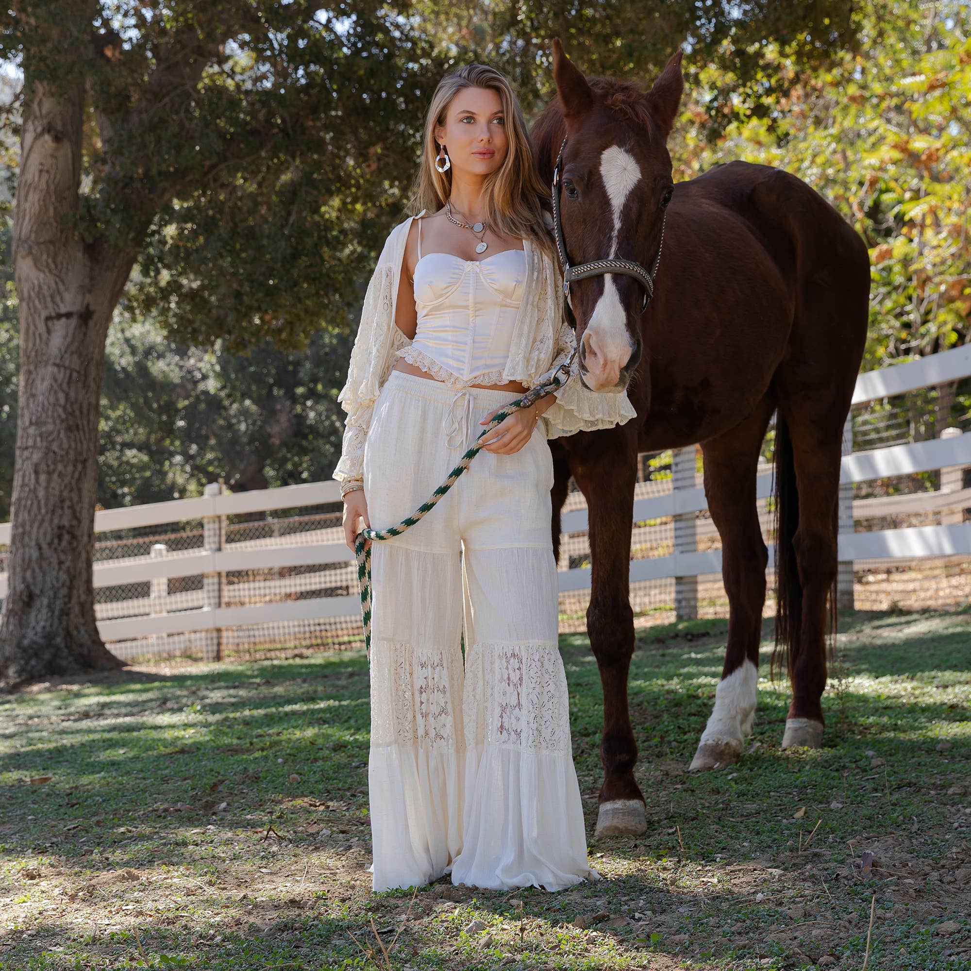 Boho Lace Shrug & Patchwork Pant Set