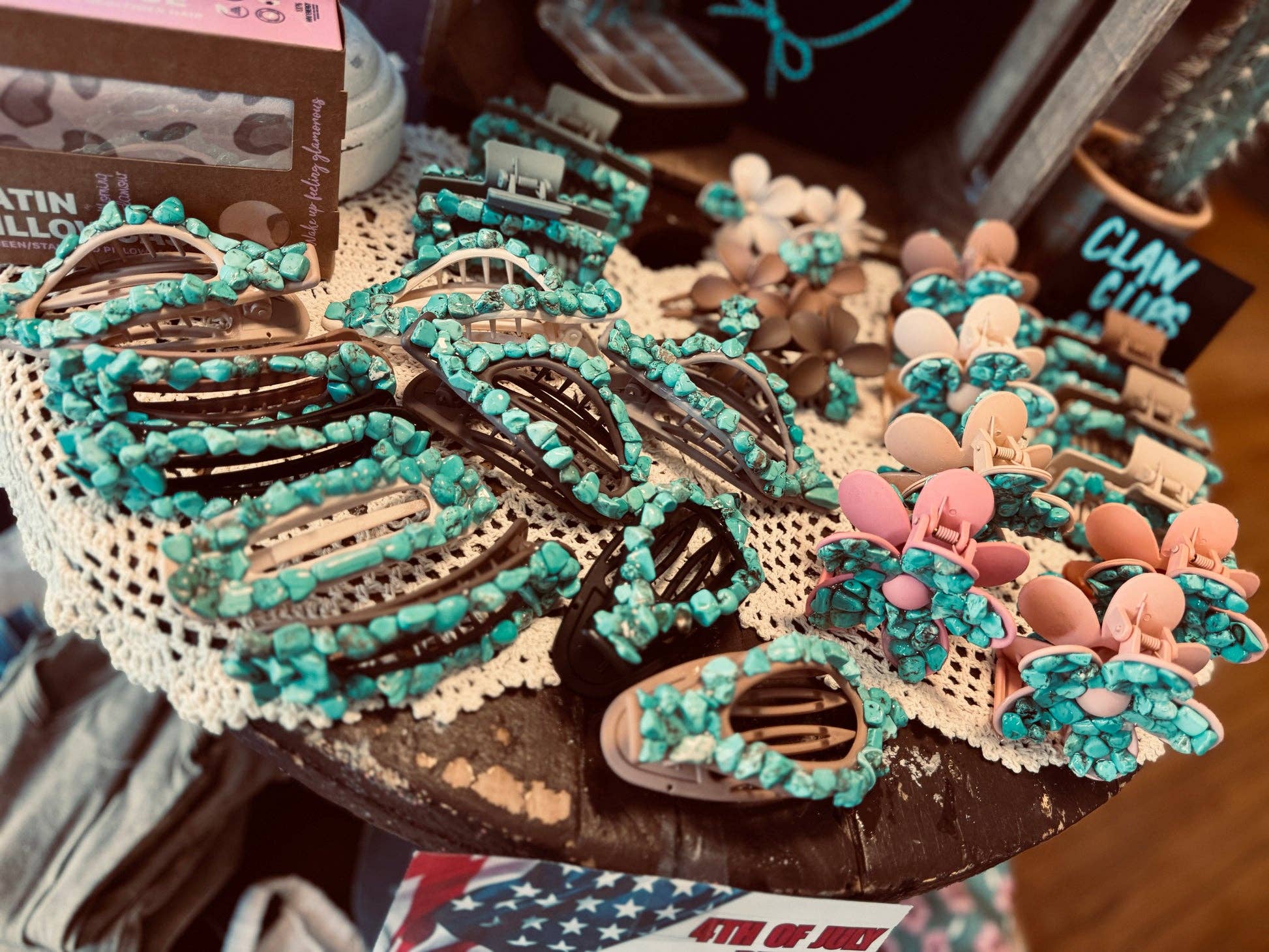 Turquoise Stone Claw Clips