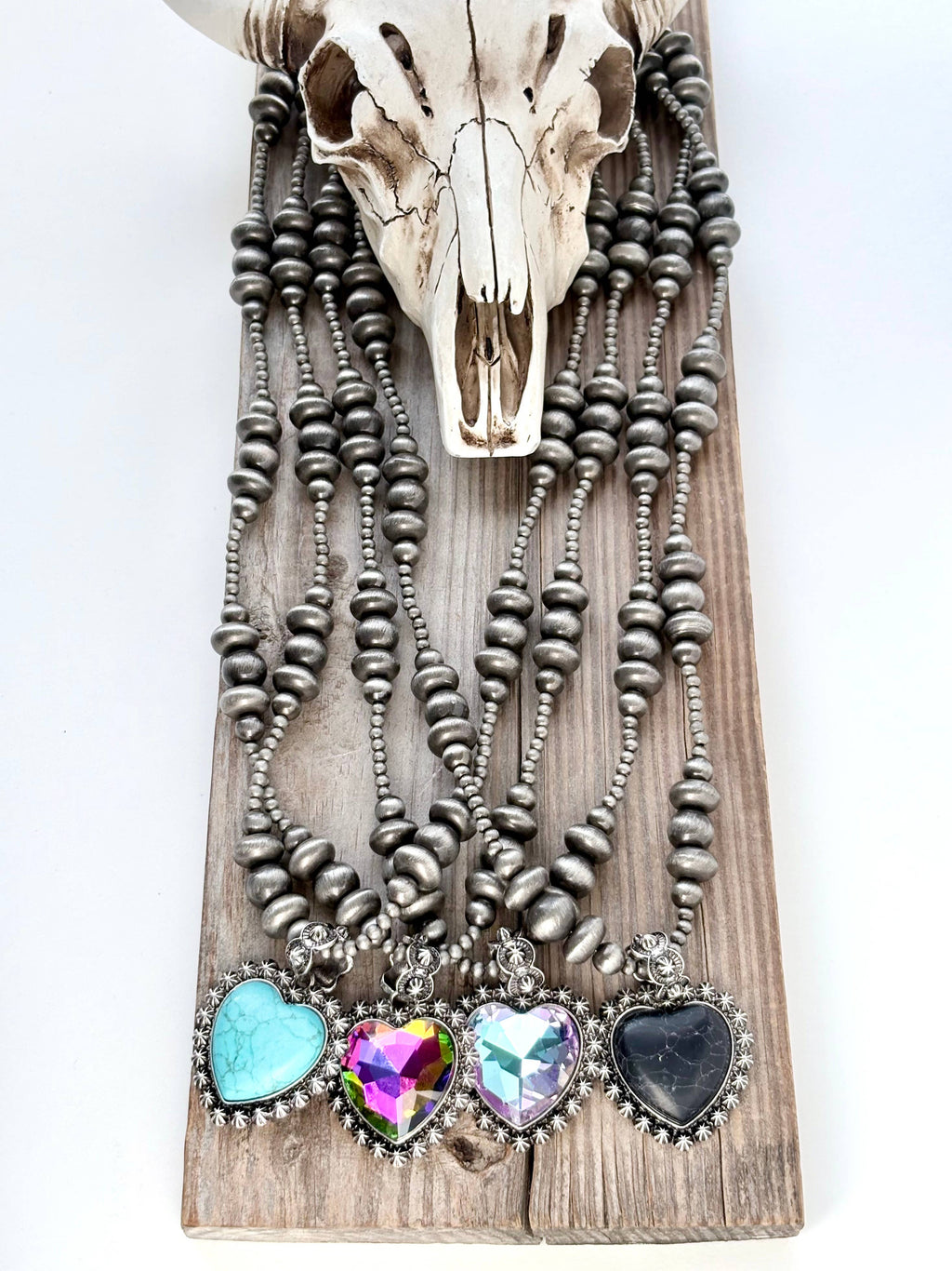 Western Style Navajo Pearl Turquoise Heart Pendant Necklace