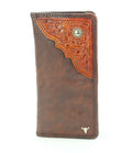 Large leather bi fold with tooled leather