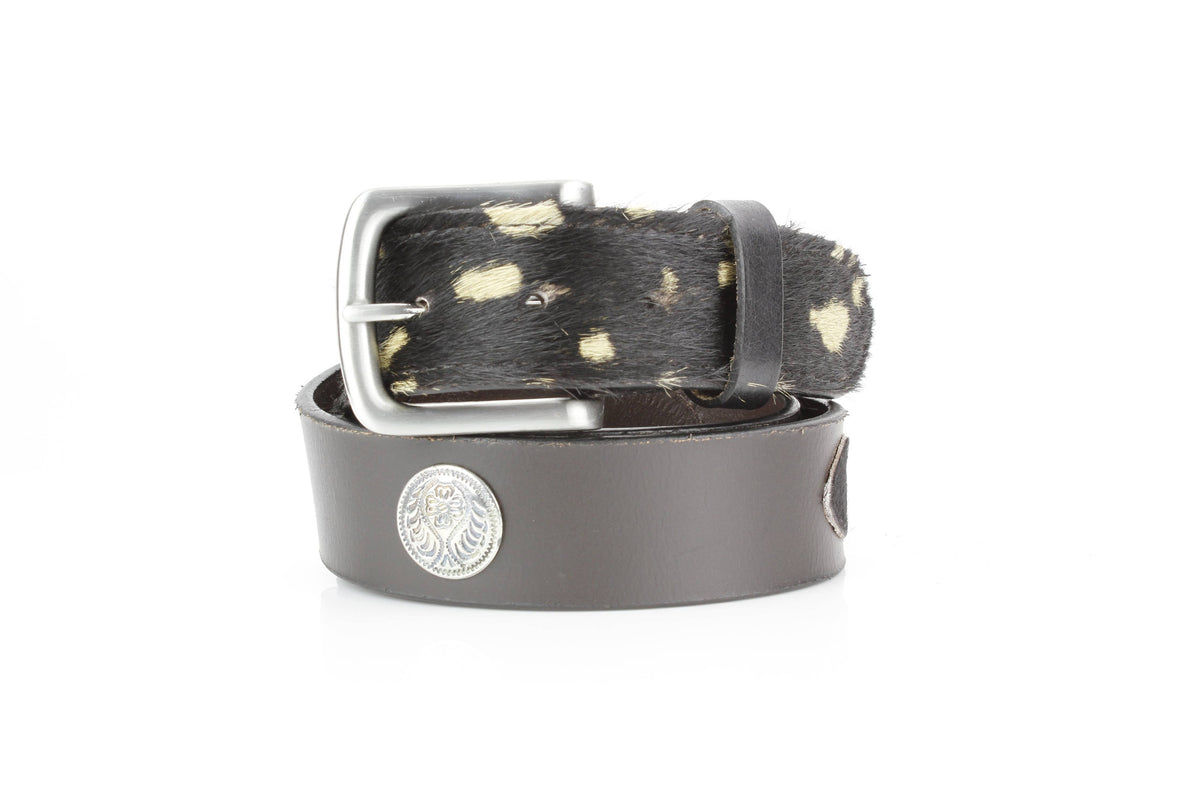 Black Hair-on-Hide Patch Leather Belt