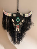 Black and Teal Rhinestone Bull Freshie