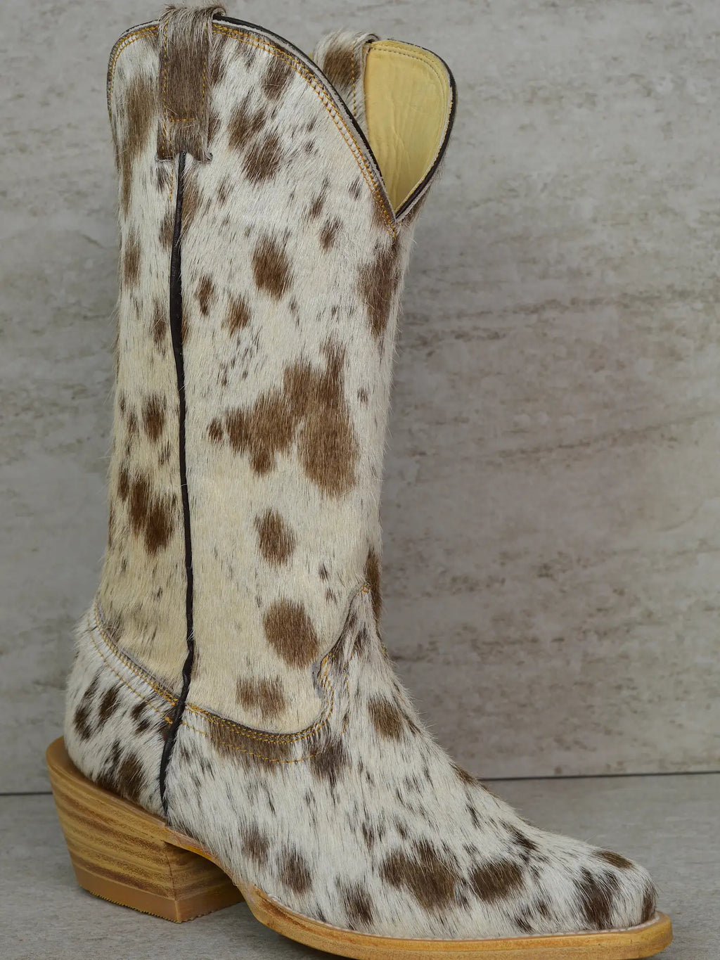 Claire Classic White and Black Speckle Cowboy Boots