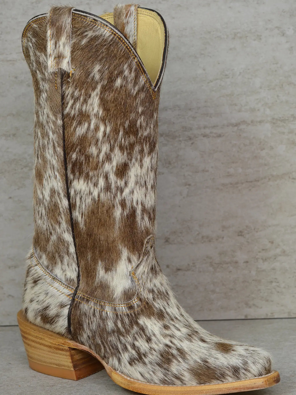 Claire Classic White and Black Speckle Cowboy Boots