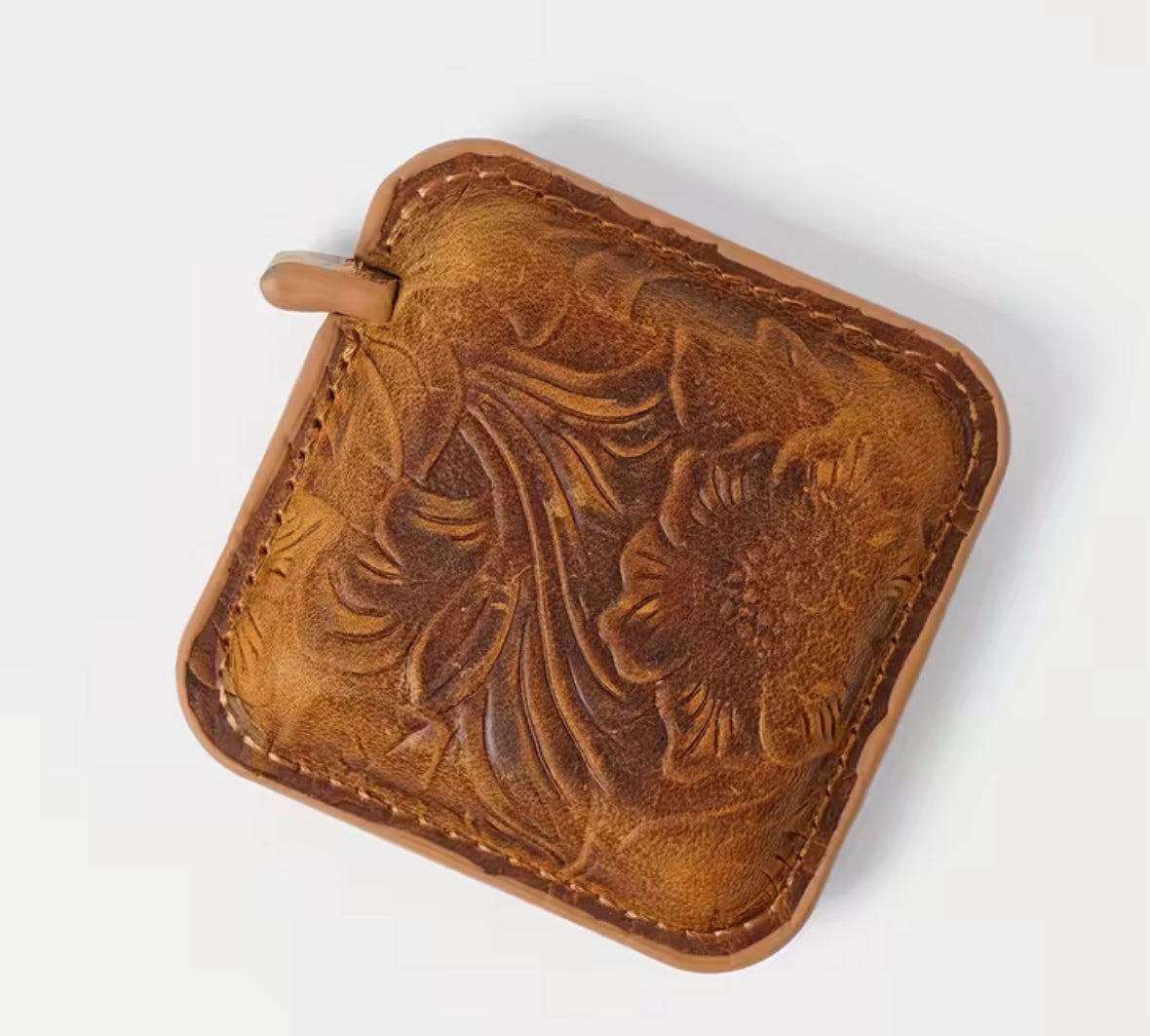 Tooled Leather Mini Measuring Tape