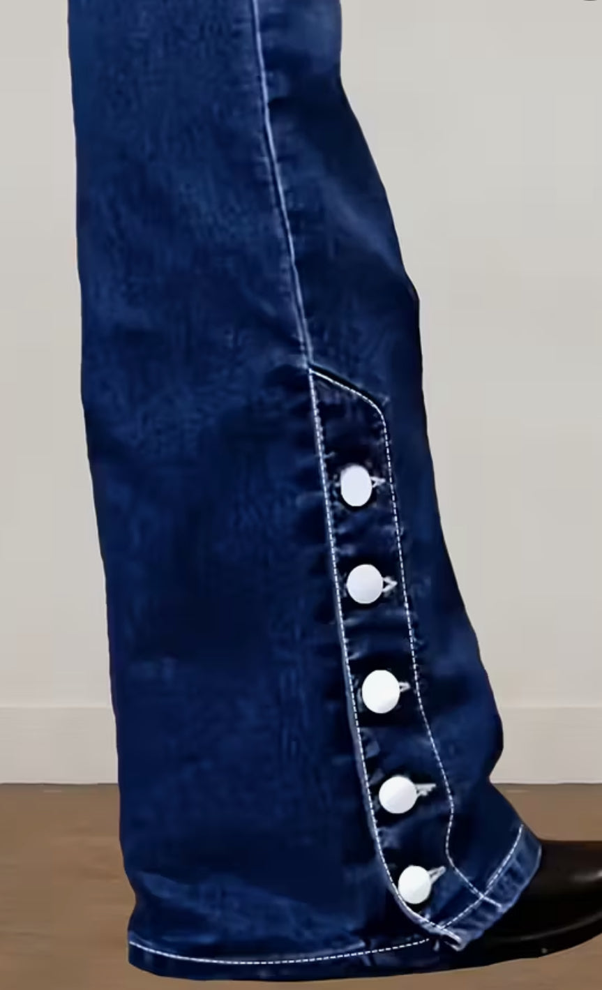 Side Button Cuff Jeans