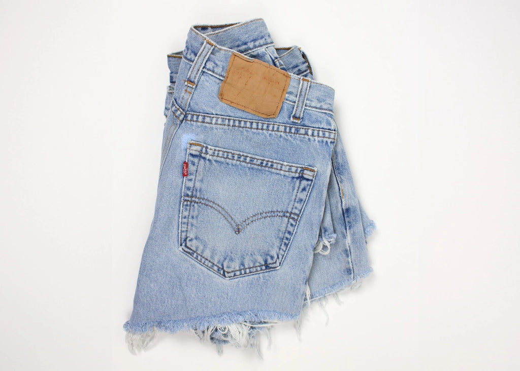 Low-Rise Upcycled Denim Cutoff Shorts - Frayed