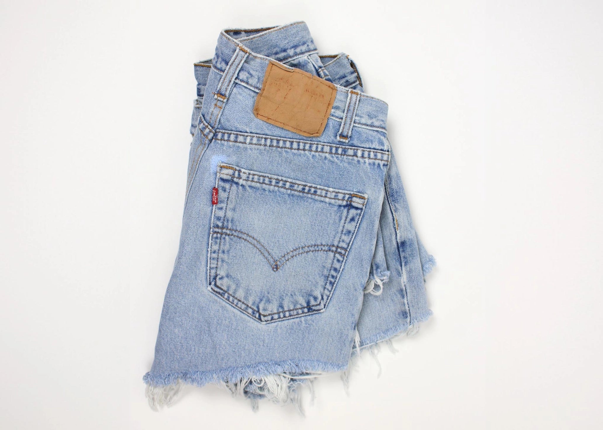 Low-Rise Upcycled Denim Cutoff Shorts - Frayed