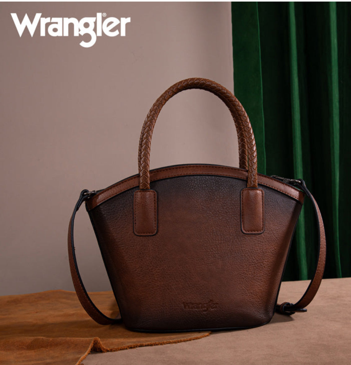 Wrangler Braided Ombre Leather Tote Bag Set