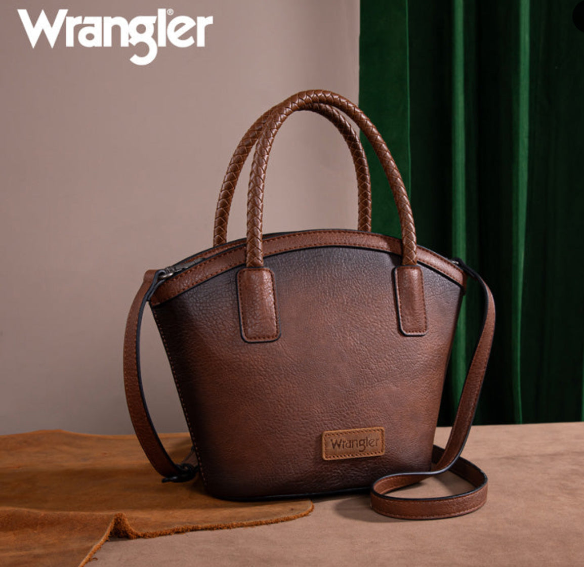 Wrangler Braided Ombre Leather Tote Bag Set