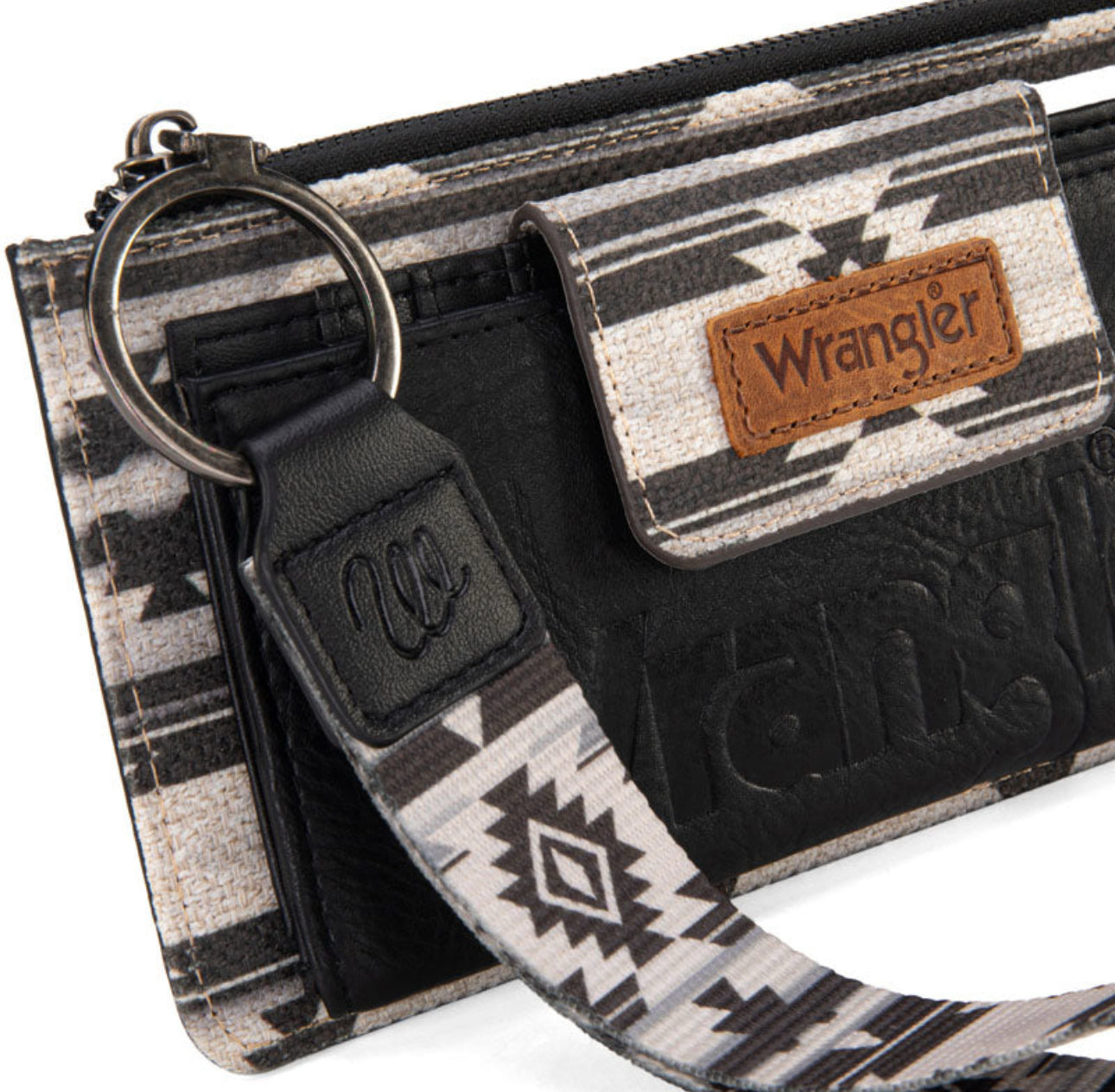 Wrangler Aztec Print Bi-Fold Wallet Wristlet - Jean