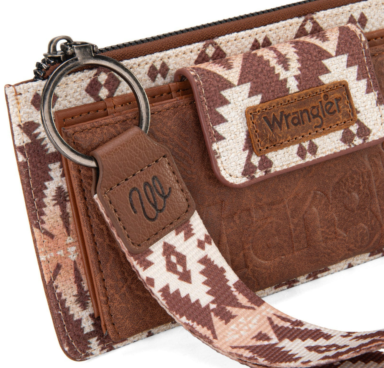 Wrangler Aztec Print Bi-Fold Wallet Wristlet - Jean