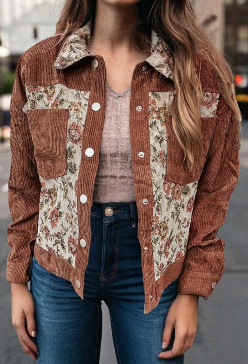 Ribbed Retro Floral Jacket