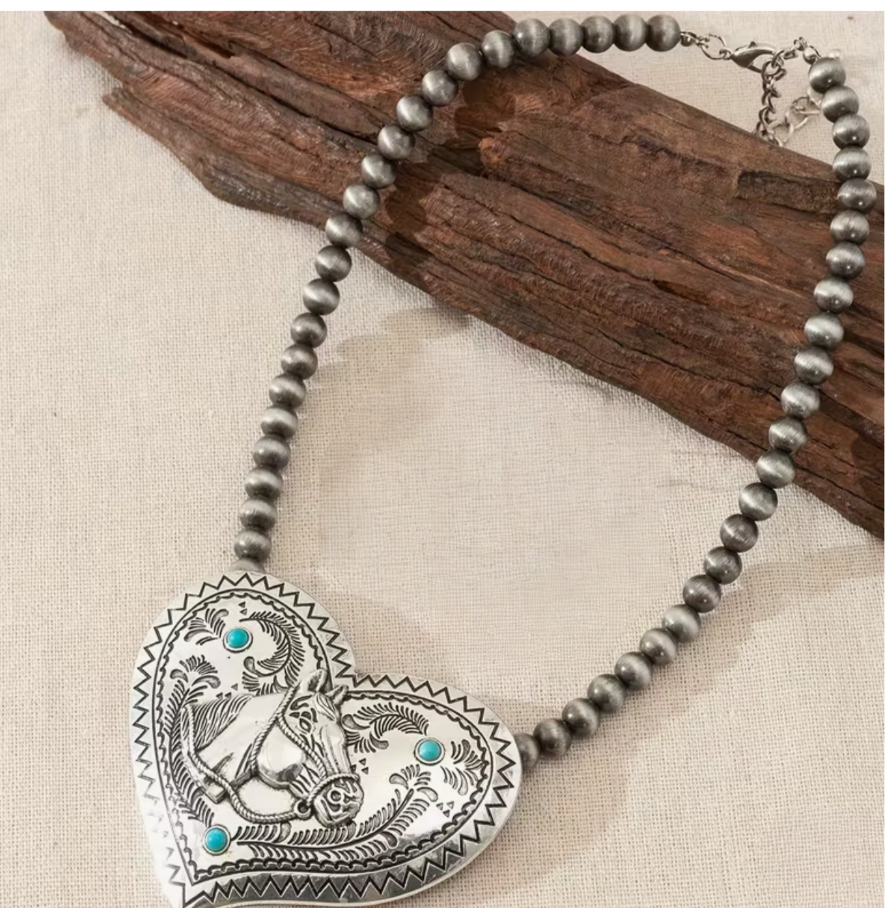 Horse Head Heart Necklace