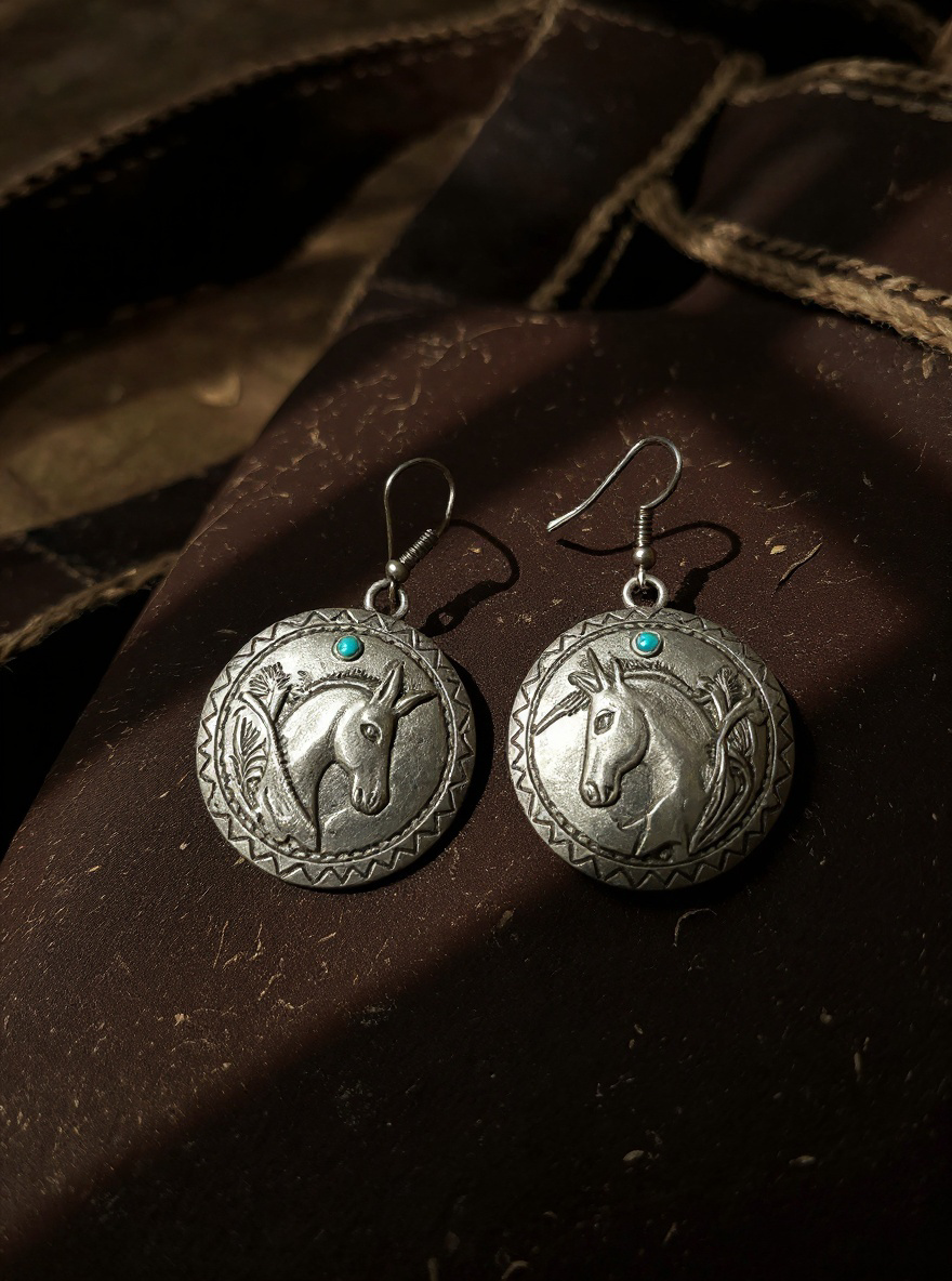 Horse Head Concho Earrings