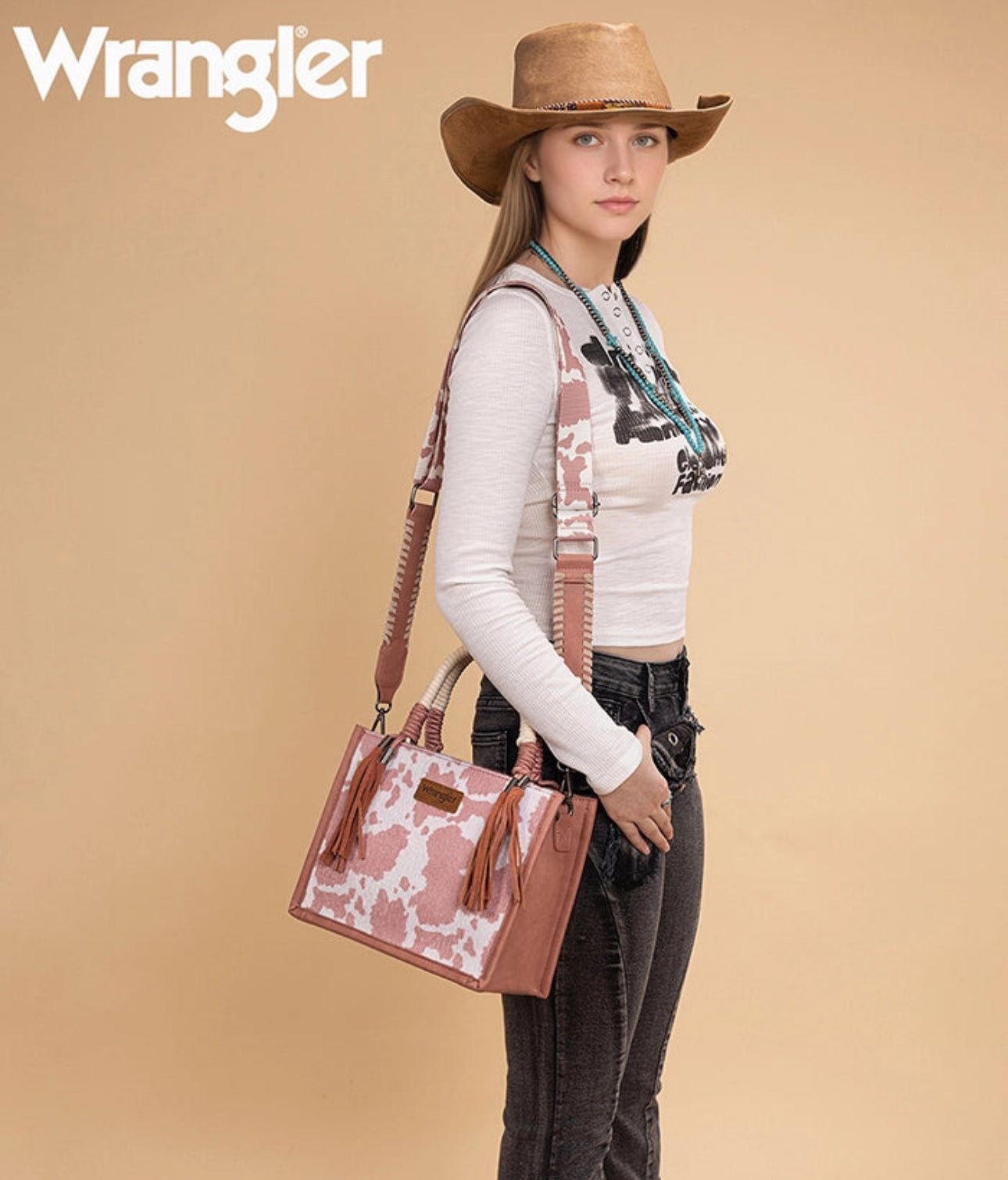 Wrangler Pink Cow Print Purse