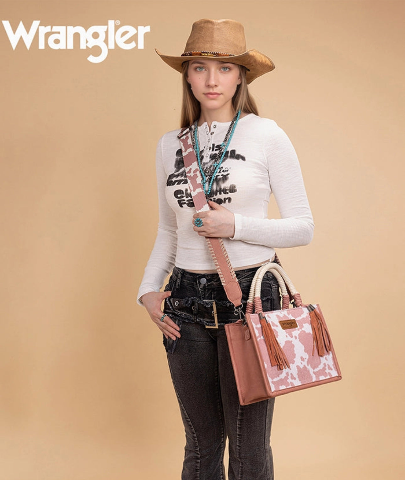 Wrangler Pink Cow Print Purse