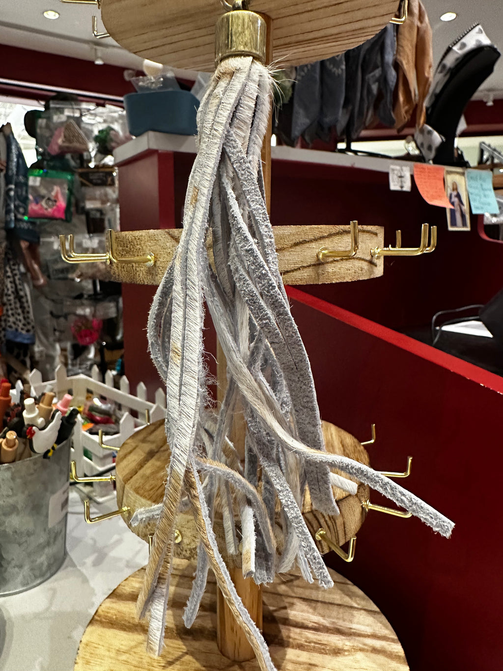 Cowhide 9" Tassel Key Chain