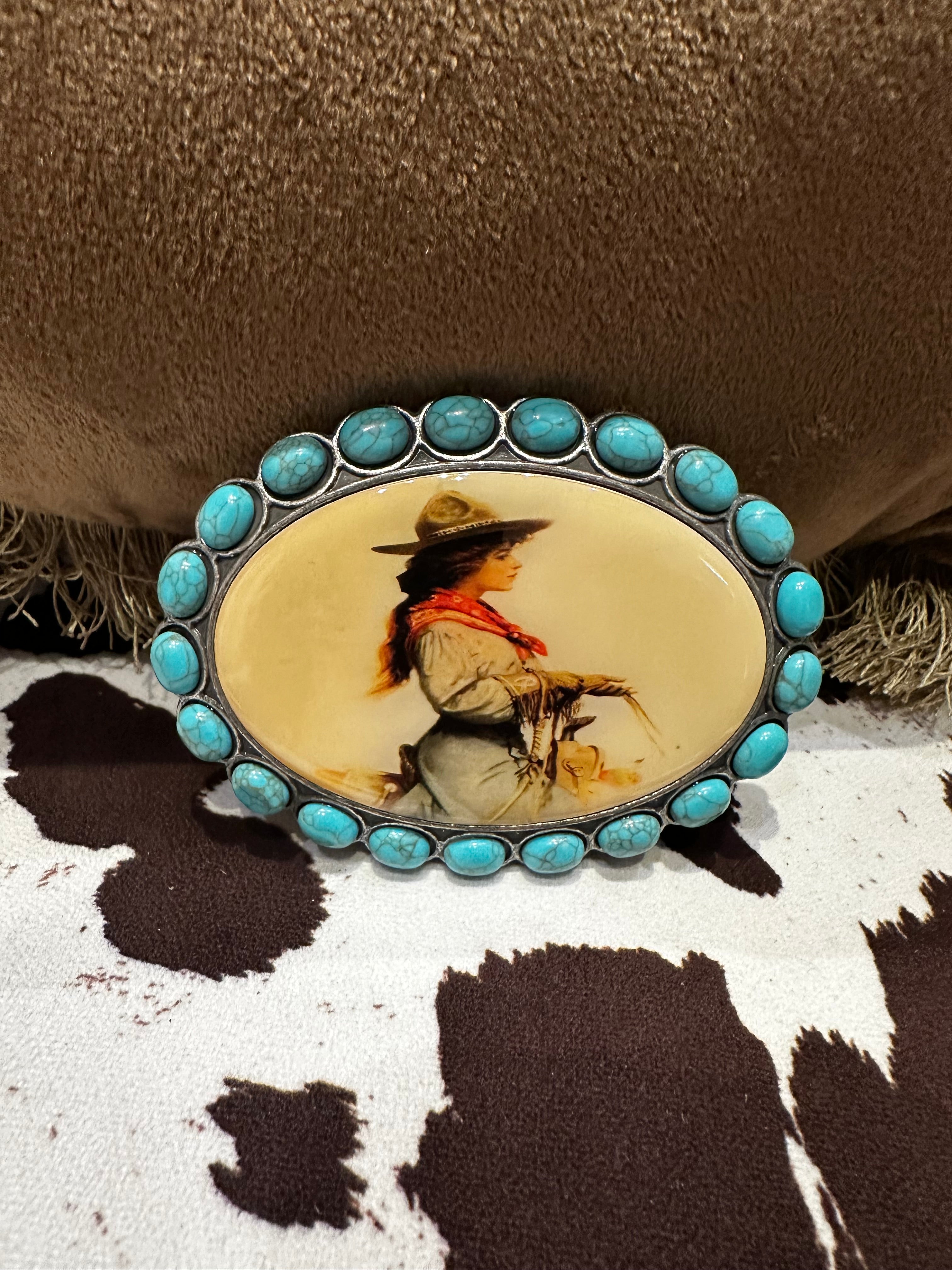 Color Stone Vintage Belt Buckle