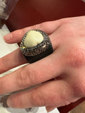 Snake Black Leather Cuff Ring