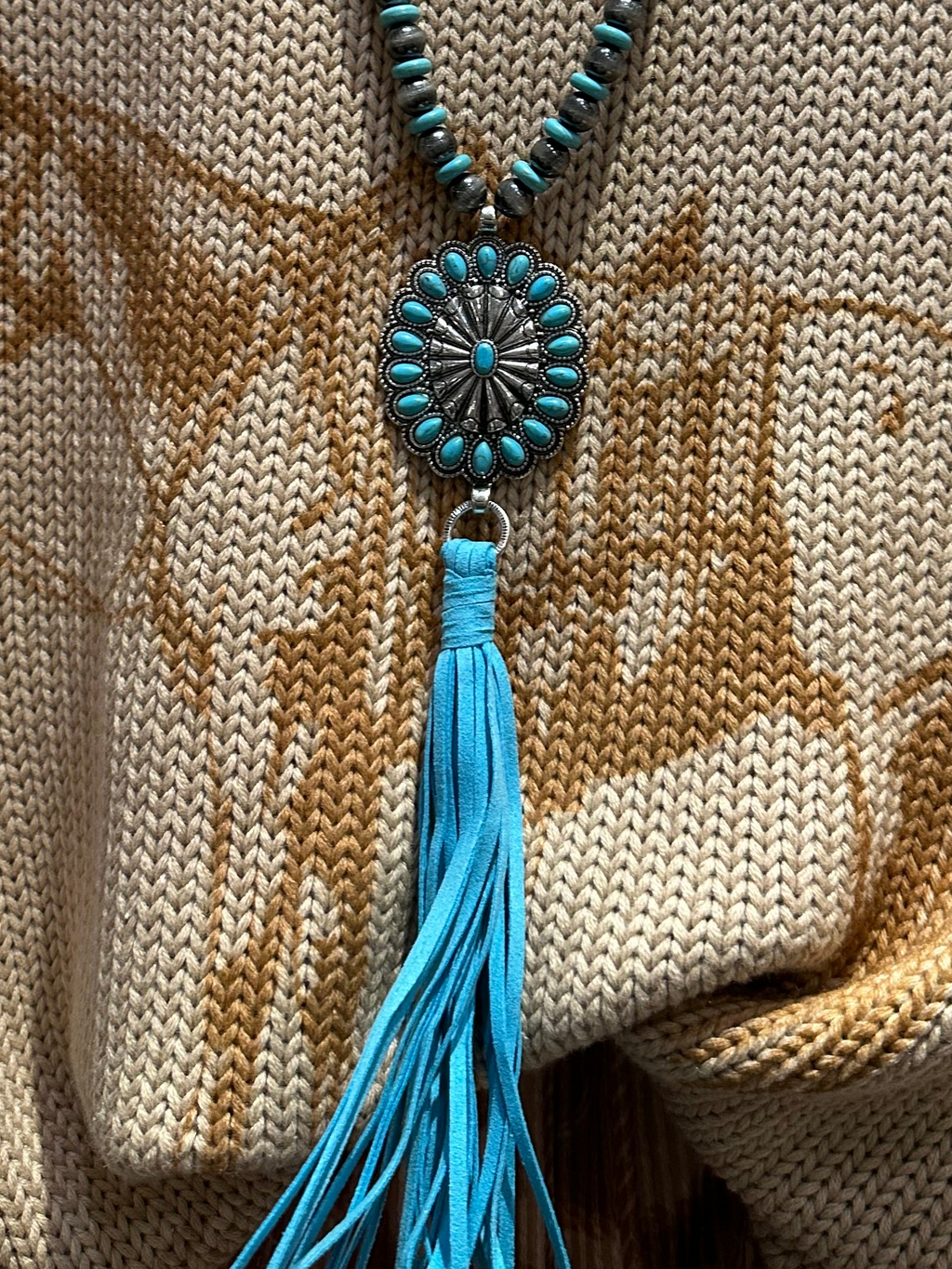 22" Navajo Bead Tassel Pendant Necklace