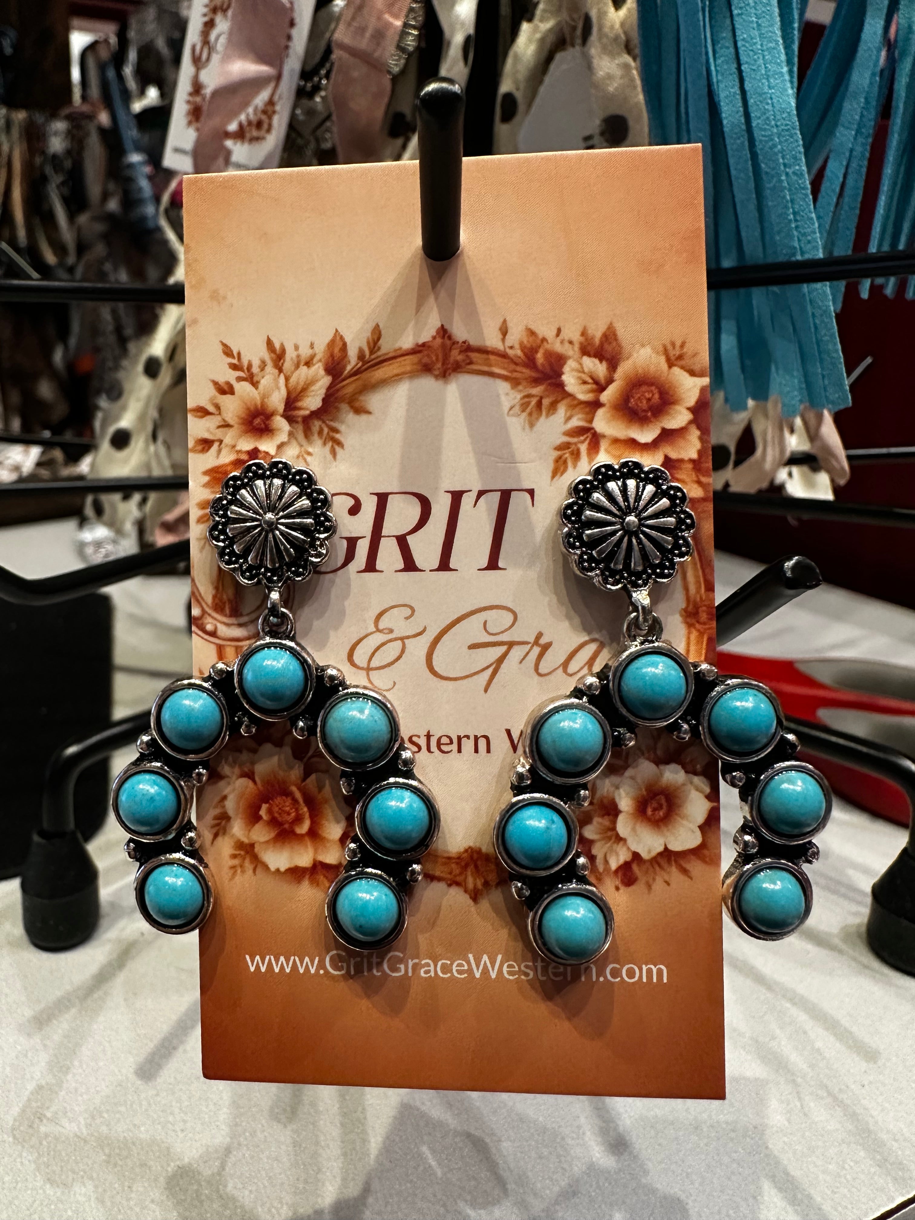 Turquoise Squash Blossom Earrings