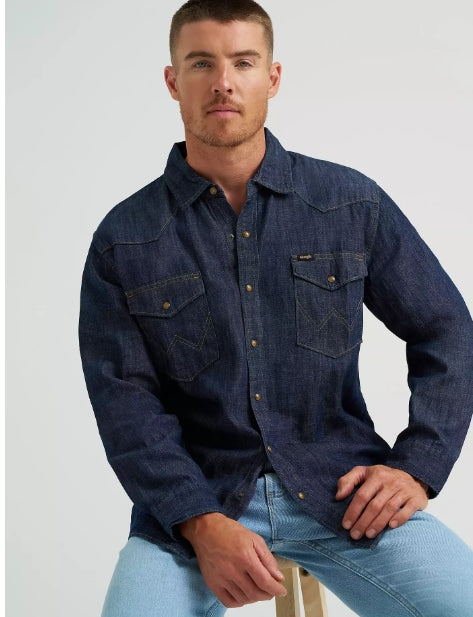 Wrangler Men's Denim Western Snap Shirt
