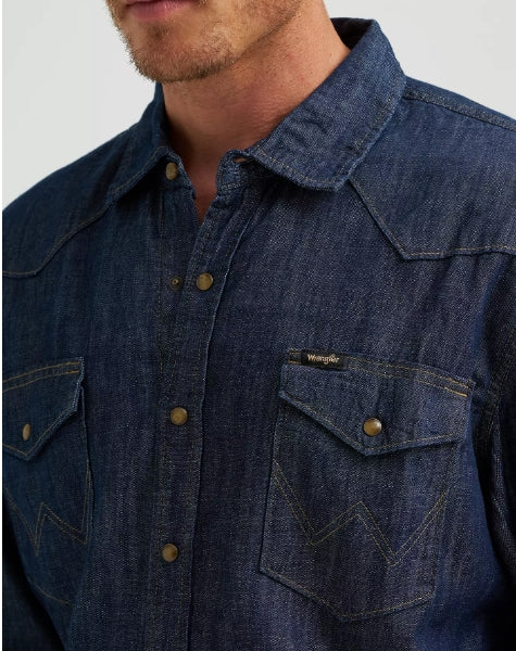Wrangler Men's Denim Western Snap Shirt