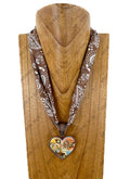 21'' Silk feeling scarf with western heart pendent Necklace