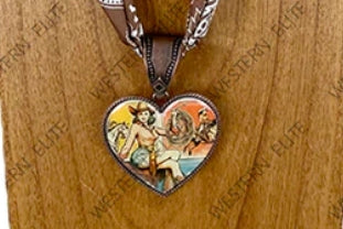 21'' Silk feeling scarf with western heart pendent Necklace