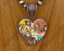Copper Navajo pearl beads with western heart pendent Necklace