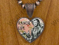 Copper Navajo pearl beads with western heart pendent Necklace