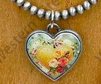 Silver Navajo pearl beads with heart pendent Necklace