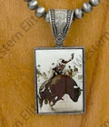 Silver Navajo pearl beads with triangle cowboy pendent Necklace