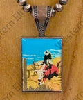 Copper Navajo pearl beads with triangle cowboy pendent Necklace