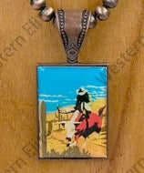 Copper Navajo pearl beads with triangle cowboy pendent Necklace