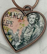 Copper metal with western cowgirl heart Earrings
